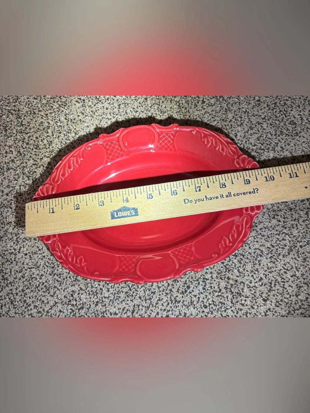 10 STRAWBERRY STREET 7 x 10” Red Decorative Ceramic Serving Platter